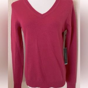Cashmere sweater red cashmere sweater red V neck sweater raspberry red Tahari